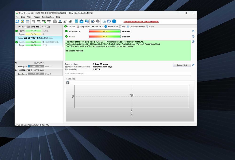 Памет SSD 2TB, Lexar NM790, NVMe, M.2 (2280) Heatsink