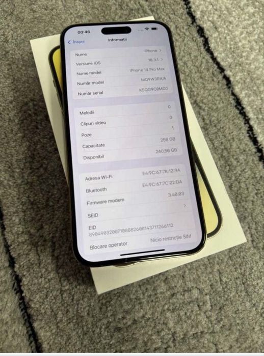 iPhone 14 ProMax 256Gb, Gold, full box, factura , bateria 100% - impecabil