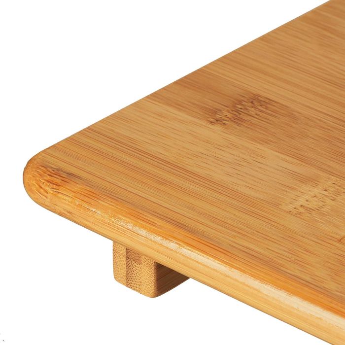 Platou servire aperitive si vin bambus suport sticle pahare 26x40x33cm