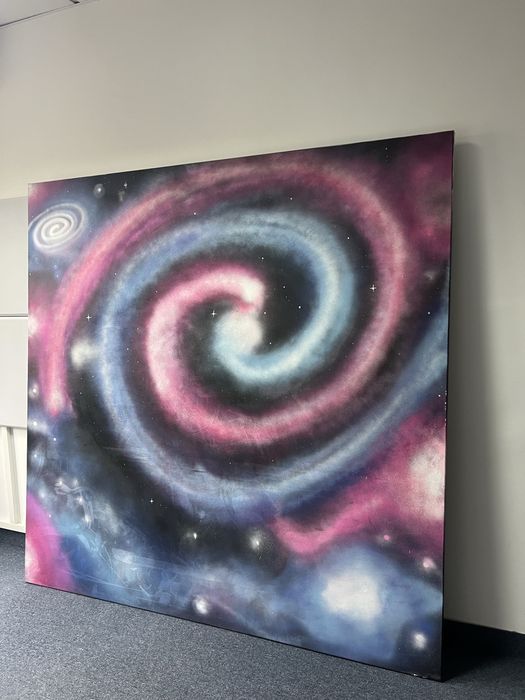 Tablou cosmic pe panza de bumbac 2m/2m Space Grafitti