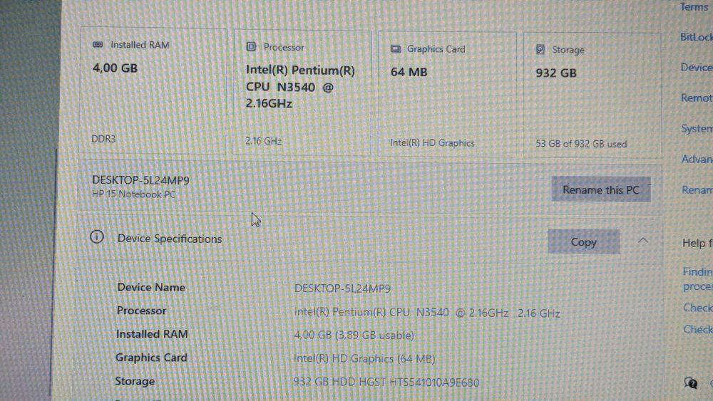 HP 15-r151nu | 15.6" | Intel Pentium N3540 | 4GB RAM | 1TB HDD