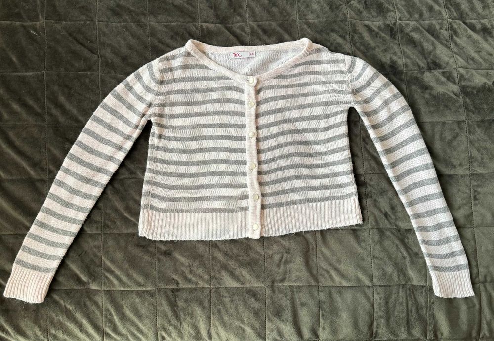 Cardigan roz pal cu dungi gri TEX_4-5 ani