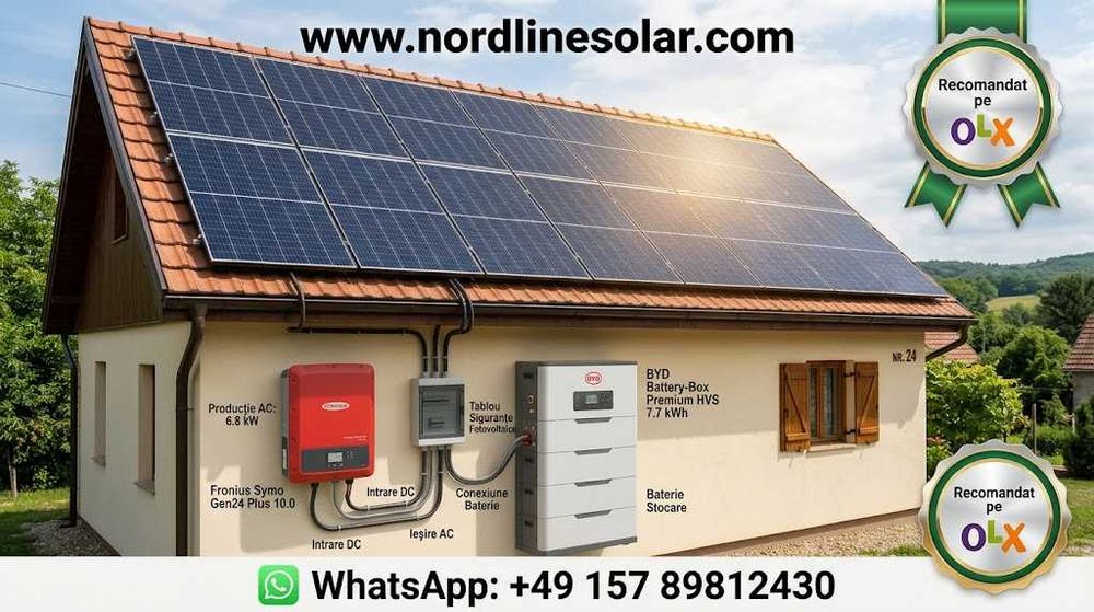 Panouri solare fotovoltaice marcile Canadian Jinko Longi Aiko I Baterii de stocare diferite capacitati I Invertoare