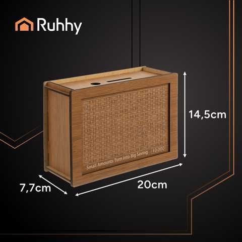 Дървена касичка за пари Ruhhy, с цифри за отбелязване на спестяванията