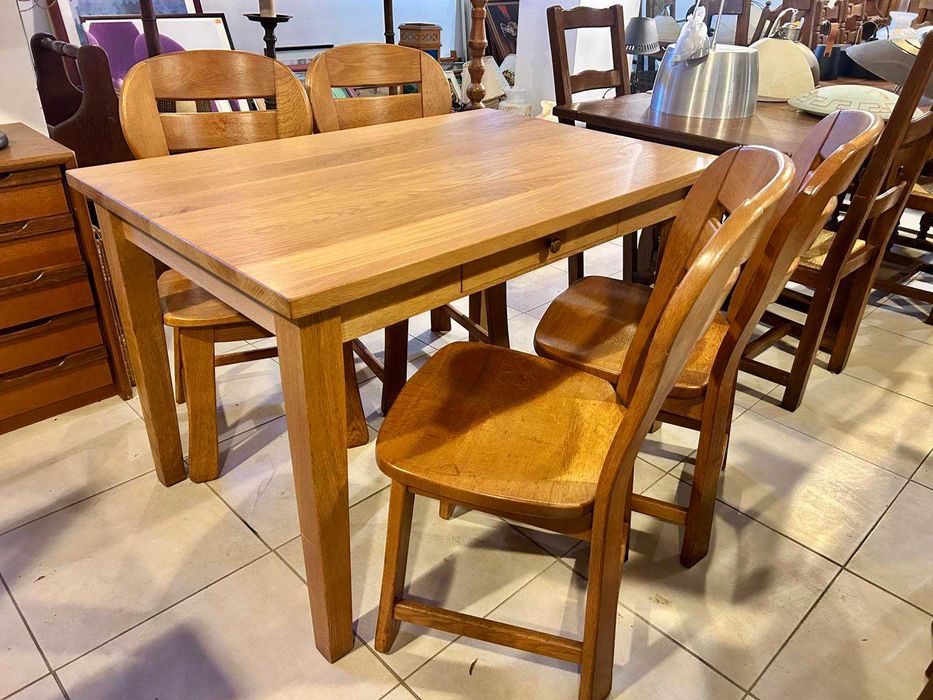 Трапезна маса от масивен дъб с 4 стола – Холандия