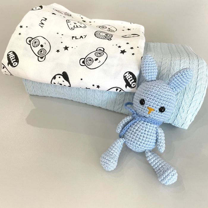 Играчка аригуруми Зайче - розово или синьо