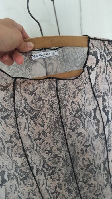 Stradivarius M rochie maxi mesh animal print snake bodycon Y2K beach semitransparenta plaja vacanta