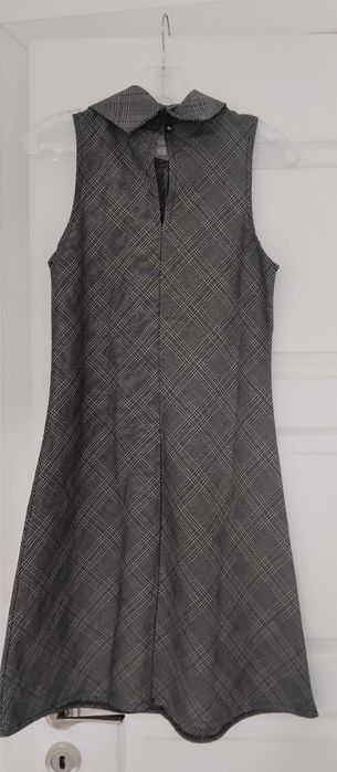 Elegant Grey Plaid Sleeveless Dress / PREMODE