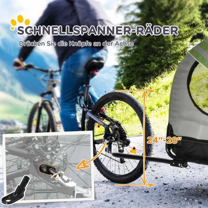 PawHut 2-в-1 количка за кучета, ремарке за велосипед  до 20 кг