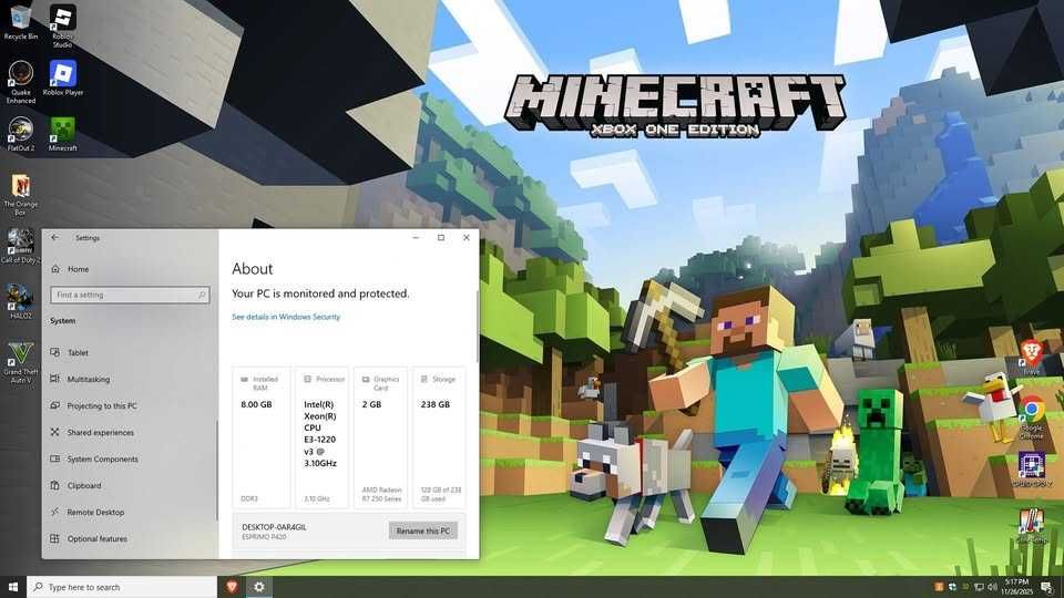 Calculator gaming MINECRAFT &Roblox Intel, SSD, Radeon R7 250 2GB, W11