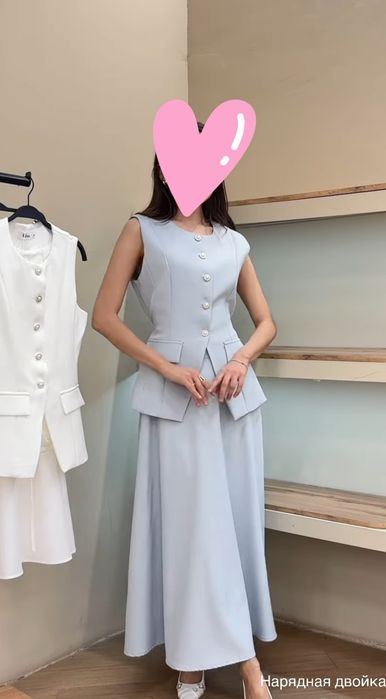 Жилет с юбкой - костюм(лён)