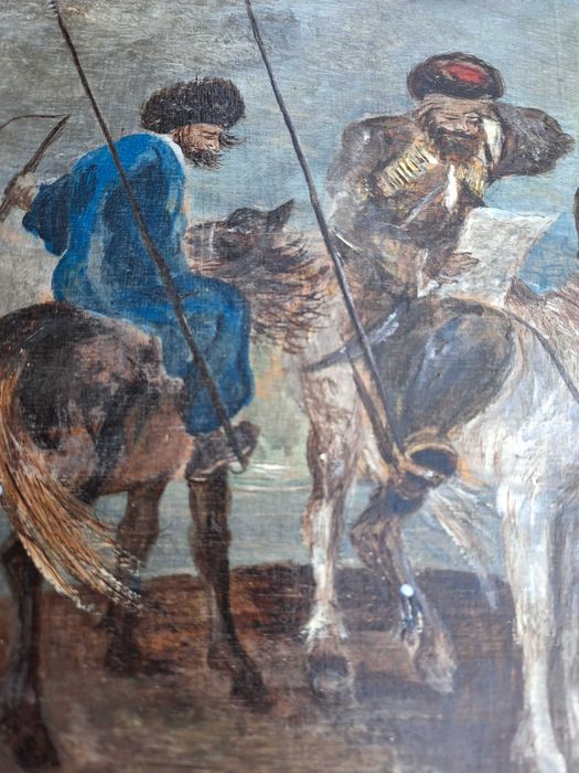 tablou pictura in ulei pe lemn 35/37 cm semnat