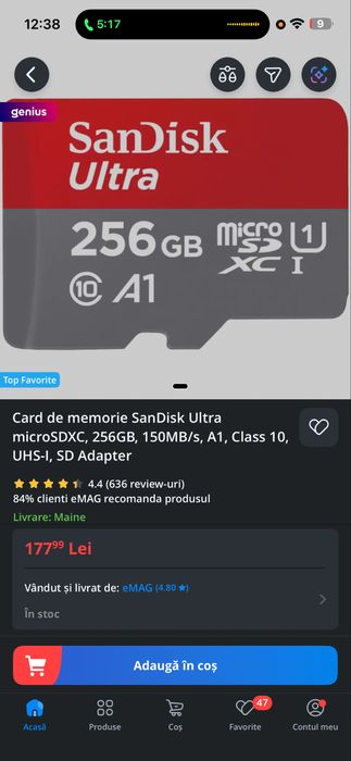 Card de memorie SanDisk Ultra microSDXC, 256GB