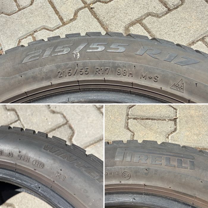 4бр. Зимни Гуми С Борд 215/55R/17 -PIRELLI- DOT:4220- 5.9мм.