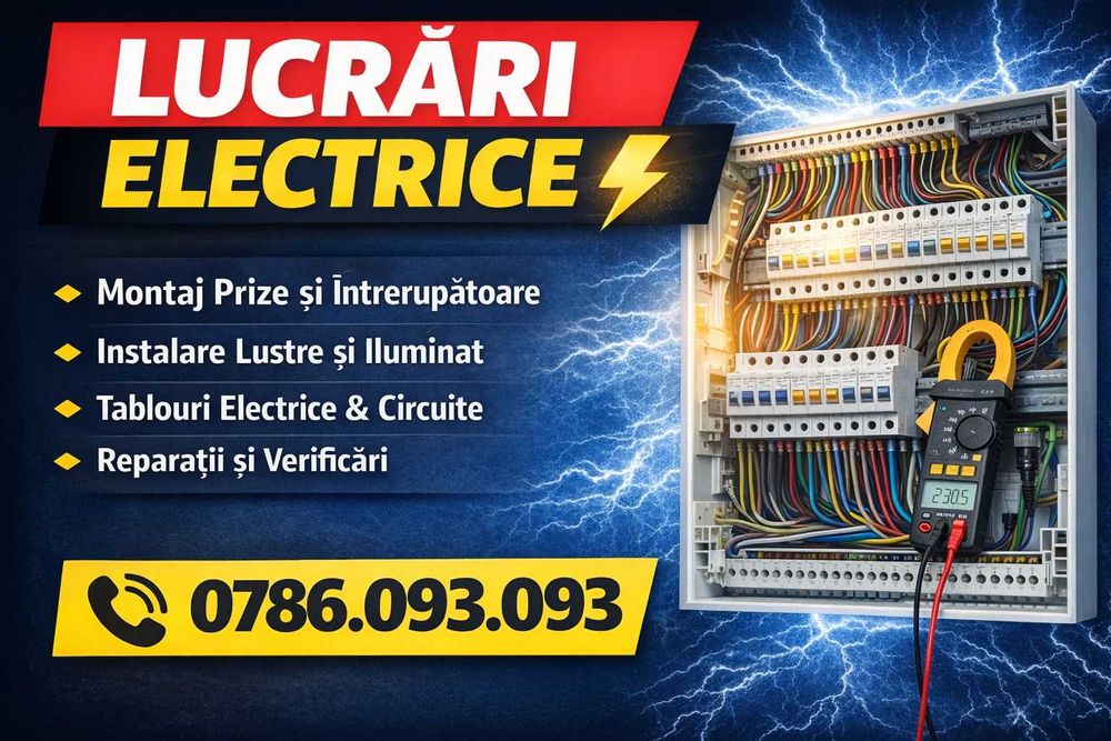 Lucrări electrice apartamente/Prize, întrerupătoare, lustre, tablouri