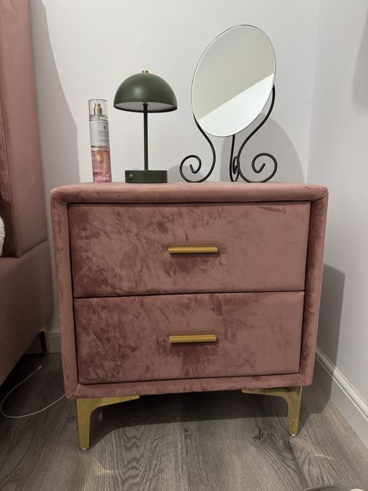 Pat matrimonial luxury 160x200 + saltea ortopedică + 2 noptiere