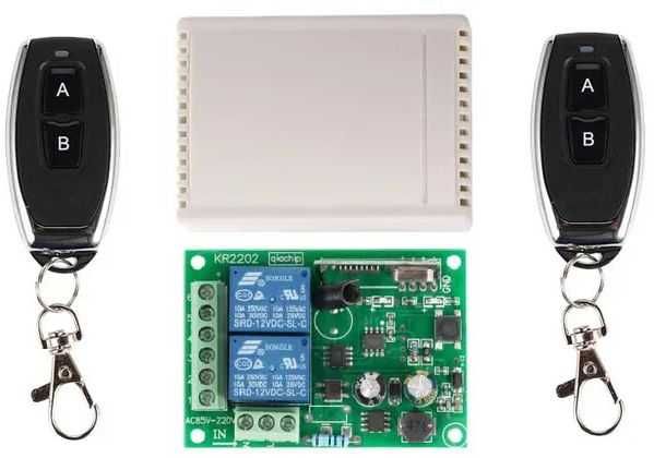 Receptor wireless + 2 telecomenzi 220V 2 canale automatizari porti