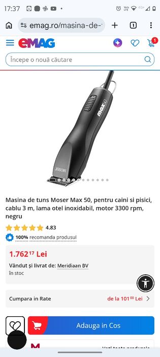 Mașina tuns animale MOSER MAX50