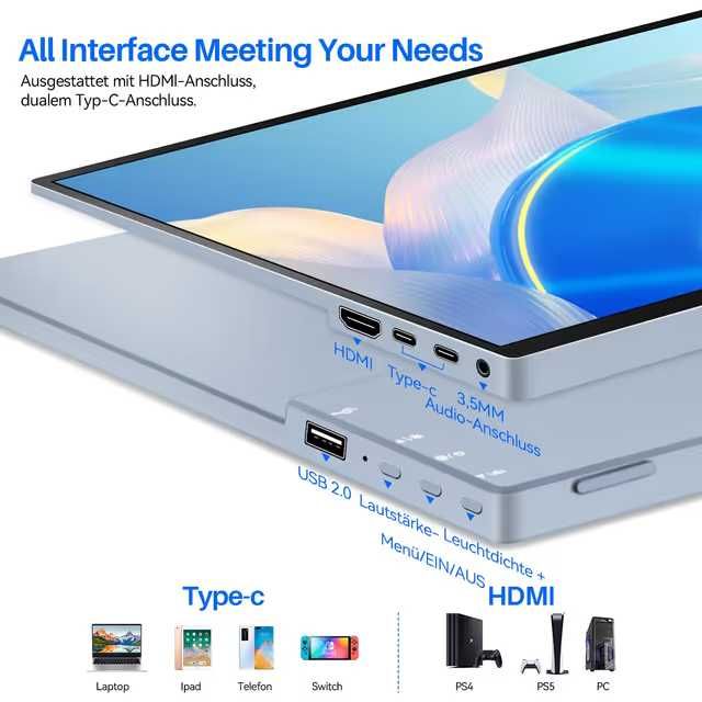 14" преносим тъч монитор Full HD HDMI USB-C