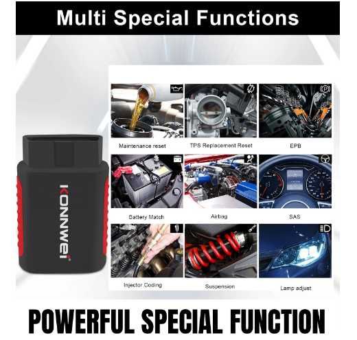 Tester AUTO 2024 Bluetooth OBD2 Scanner KONNWEI Full System OBD II