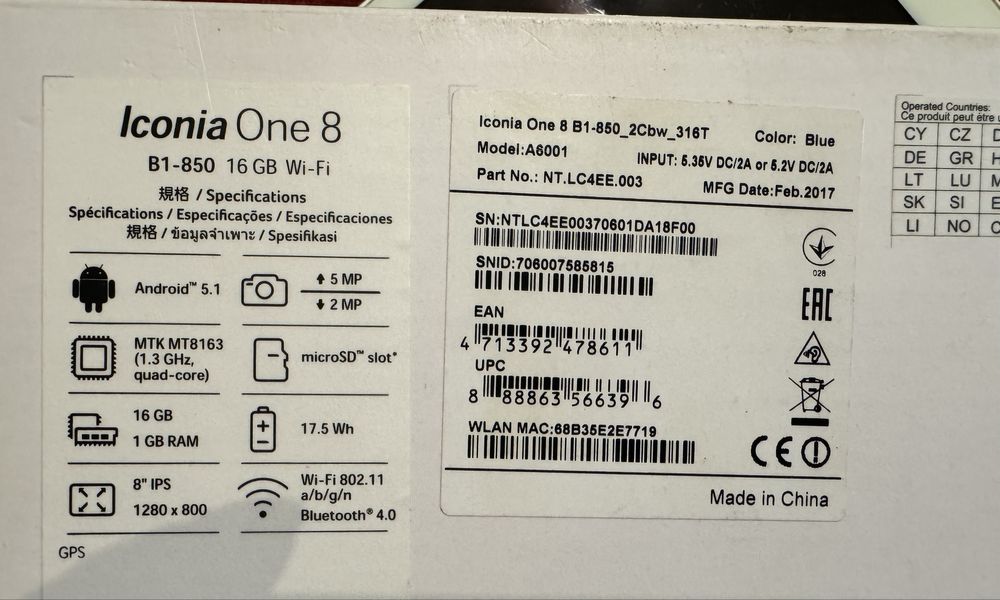 Таблет Acer Iconia One 8 за части