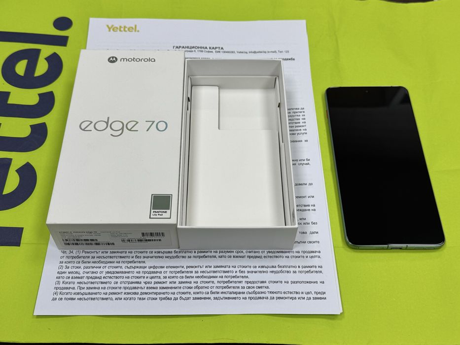 ***КАТО НОВ 512GB Motorola Edge 70 Yettel Гаранция до 2029 г.Lilly pad
