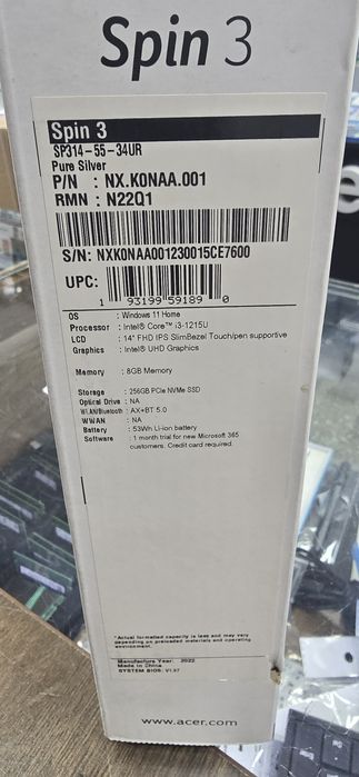 Бизнес-ультрабук Acer Spin 3