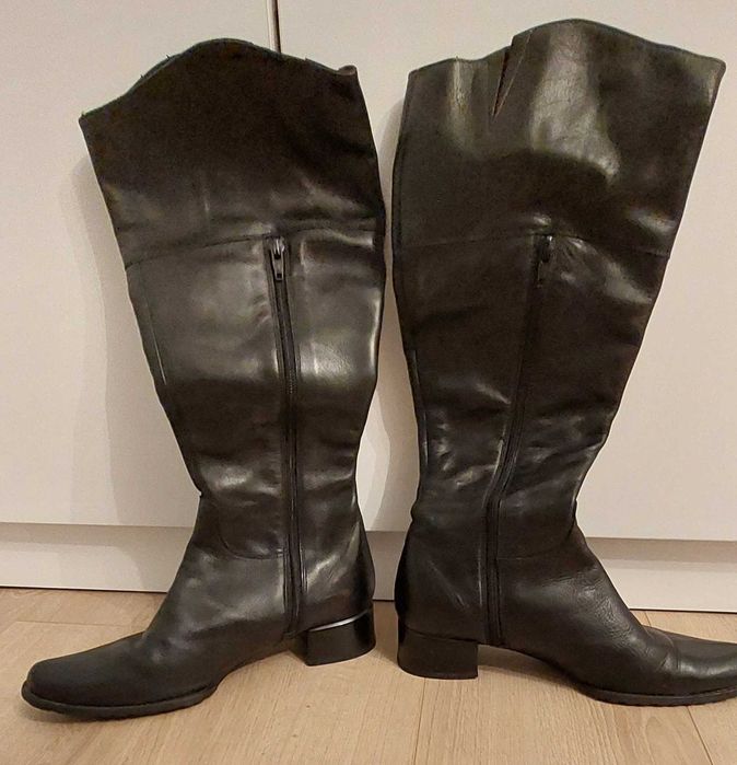 Cizme piele negre cu fermoar lateral