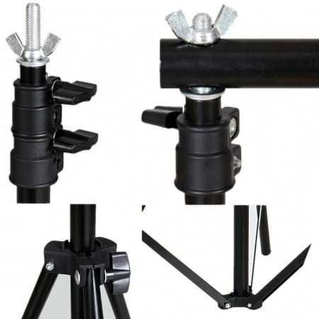 Kit studio foto, 3x softbox, suport fundal 2x3m, 12x bec 45W, 3 panze