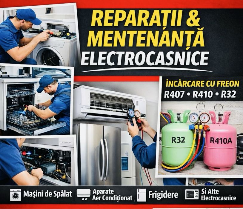 Reparatii Electrocasnice / Montaj AC/Mentenanta/ Reparatii electronice ! Pentru mai multe detalii sunati.