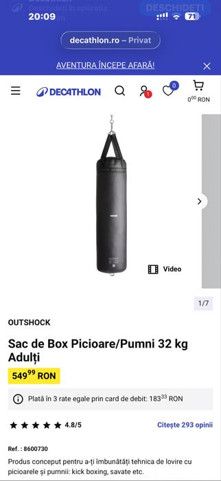 Sac de box Decathlon 32 kg nou
