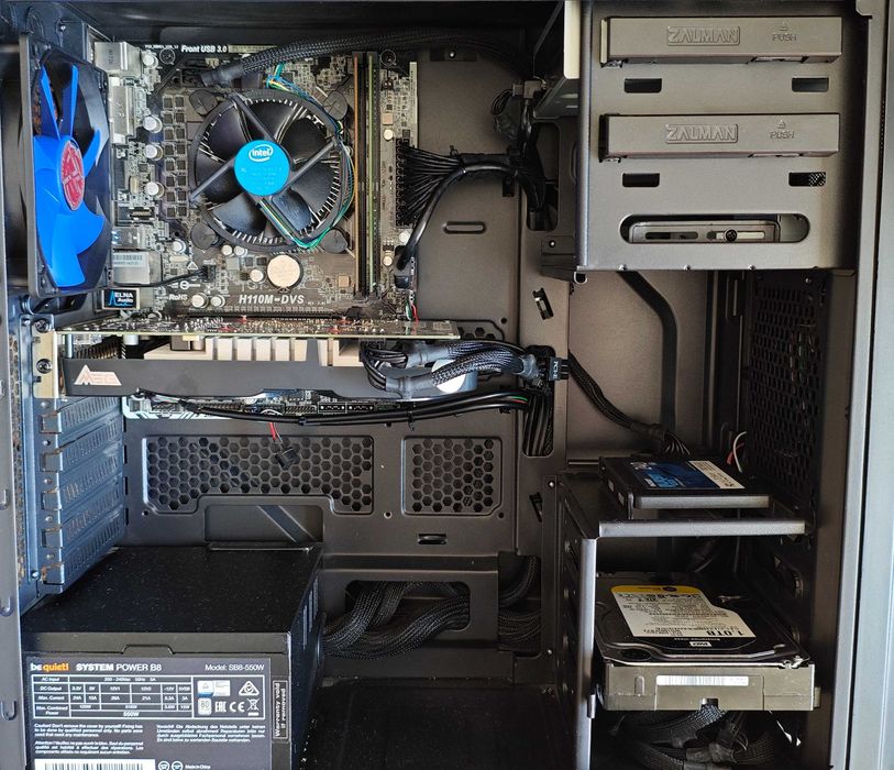 Продавам настолен компютър който става и за игри / i5-7400 / 16GB RAM / GTX 1050 Ti 4GB / 240SSD + 1TB HDD / 550W Захранване be quiet! / Кутия Zalman