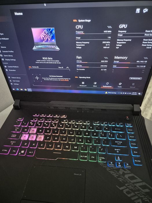 Laptop Gaming ASUS ROG Strix G15 G512LV cu RTX 2060 alaturi de cooler (castile si mouse-ul se pot da impreuna)