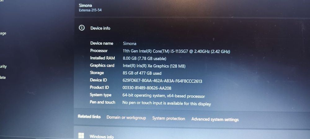 laptop acer extreme 15 EX215-54