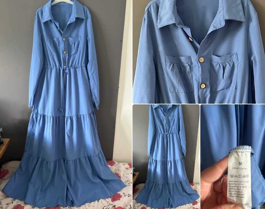 Rochița bleu închis, croiala lejera