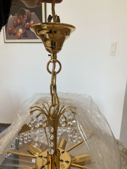 Candelabru Lustra Gold Cupru cu cristale