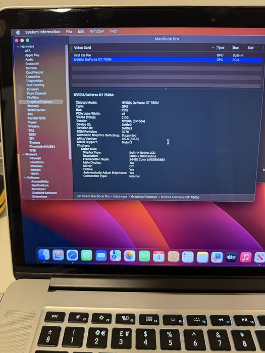 Macbook PRO I7   2.3 Ghz 16 gb ram /Nvidia GT 750m