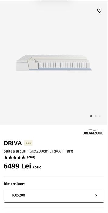 Saltea Premium Jysk GOLD DRIVA - noua nefolosita 160x200 - arcuri