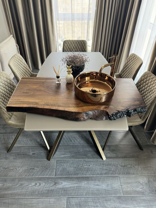 Дървен плот за баня | Плот за умивалник от естествено дърво