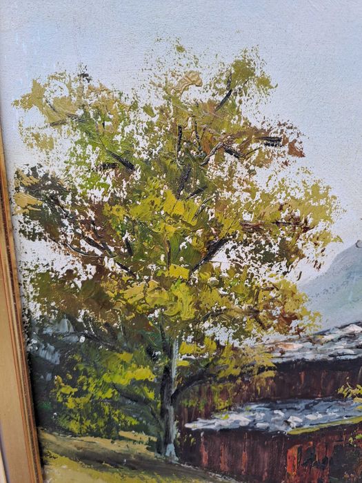 tablou pictura pe panza 92/72 cm semnat Erich K Plank datat 1955