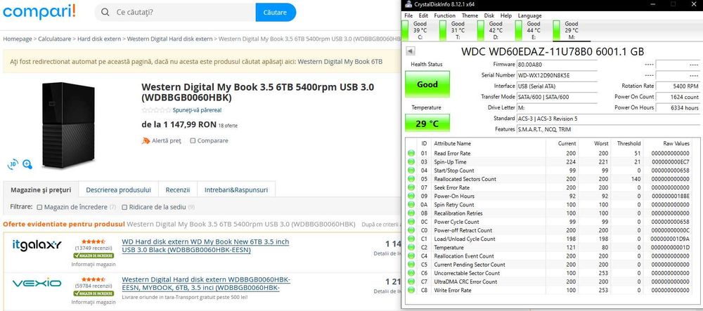 Hard Disk Extern Western Digital WD My Book 6TB USB 3.0 | Perfect Funcțional
