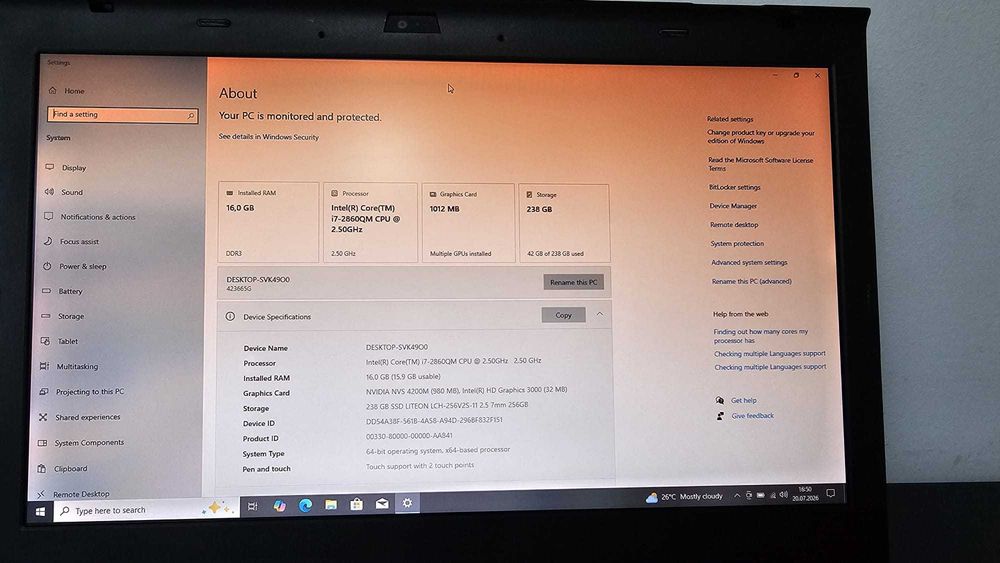 Lenovo ThinkPad T420 I7 16GB SSD 256GB Nvidia