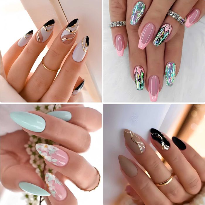 Самозалепващи изкуствени нокти 24 бр. + лепило в комплект