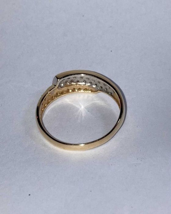 Inel superb aur alb/ galben 14k cu diamante naturale 0.25ct / 3.49gr