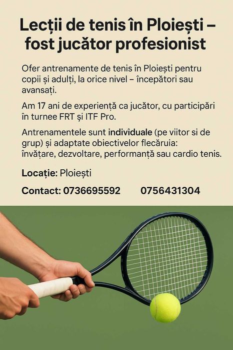 Lectii de tenis / antrenor de tenis in Ploiesti