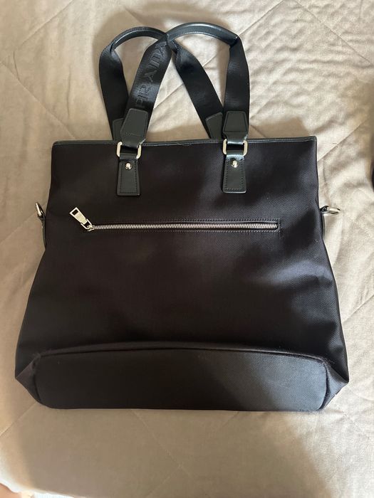 Черная сумка с полосками Prada (оригинал)