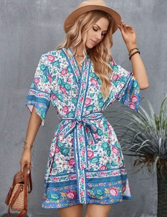 Нов дамски сатенен халат, кимоно