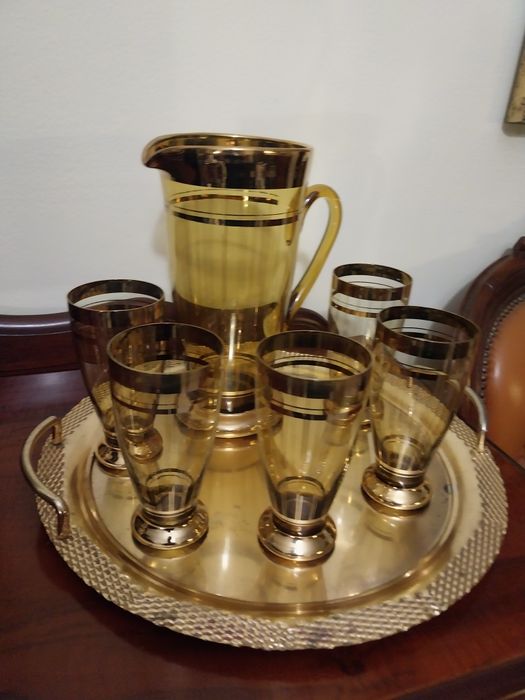 Италиански кристален сервиз със златно покритие