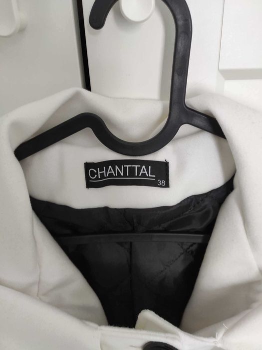 Palton alb broderie neagra Chantall