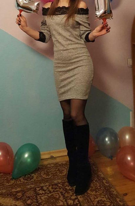 Дамска къса зимна мека рокля, размер хс